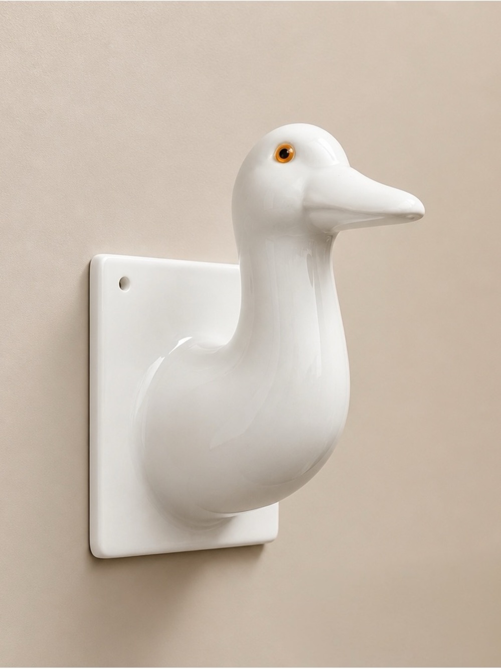 Ceramic Duck Wall Hook - White